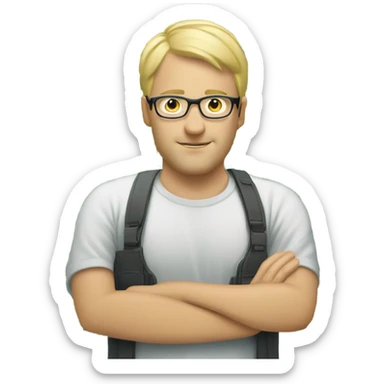 man looks, 35 specs short blond hair, european, tech nerd love pcb designing sticker