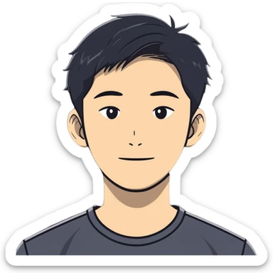 cartoon sticker of Bowen Liu, friendly expression, referencing YC F24 sticker