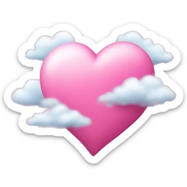 Pink heart with a cloud sticker