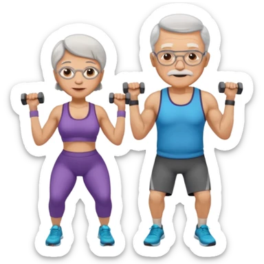 light skin grandma and grandpa work out at the gym sticker