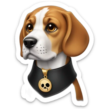 beagle with black collar and skull medallion  sticker