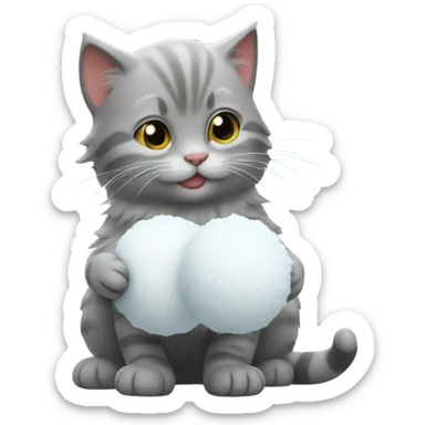 Little kitty with snowball sticker