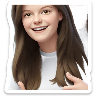 happy girls in white shirts sticker