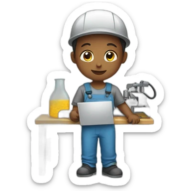 kid working in a factory sticker