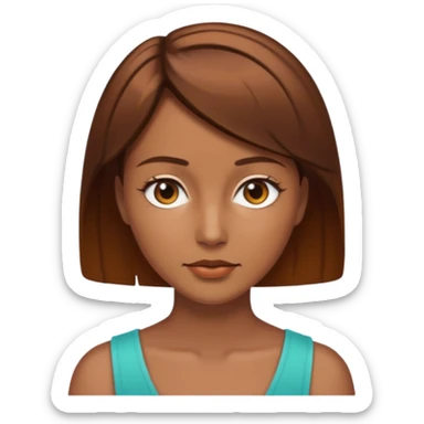 women with bronzed skin and short brown hair sticker