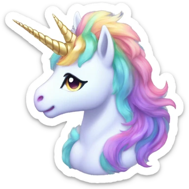 Shiny Sparkly Colorful Fluffy beautiful fantasy unicorn horn Kawaii Ethereal Anthro Sona Fakemon-animal Full Body sticker