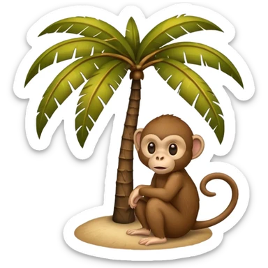 coconut tree with a monkey small sticker