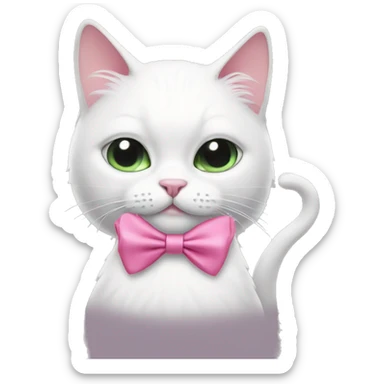 White cat with pink bow smoking sticker