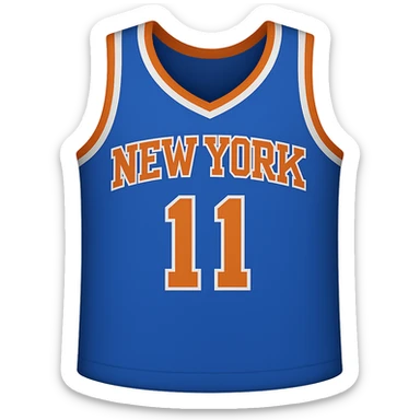 new york knicks basketball jersey featuring the number 11, ios emoji style sticker
