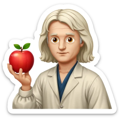 isaac newton hold an apple sticker