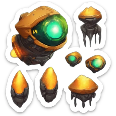 alien meteor Hunter scifi roguelike rpg style inspired by slay the spire digital art sticker