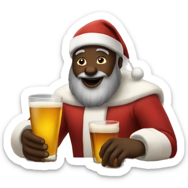 Black Santa drinking at bar  sticker