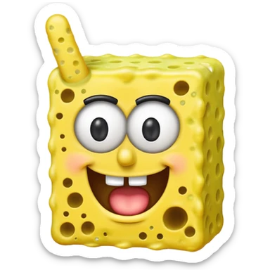 Can you create a sponge bob emoji holding up its middle finger?  sticker
