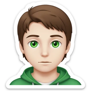 Teen guy with green eyes, white skin and clear brown hair sticker