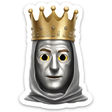 king baldwin IV in silver full face mask up with hand out sticker
