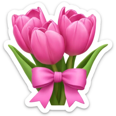 Pink tulips with a bow sticker