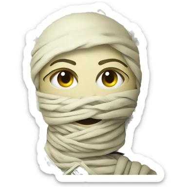 Mummy wrapped around 100 dollar bills sticker
