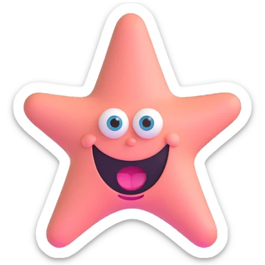Patrick Star face from SpongeBob, wide eyes, big smile sticker