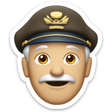 Old man wearing captain’s cap sticker