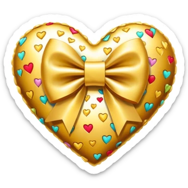 heart with a desert, gold bow with heart pattern on the bow sticker