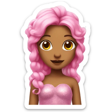 A pink fairy with a sparkly outfit in the sky sticker