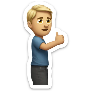 sideview of a man holding his arm up at a 45 degree angle sticker