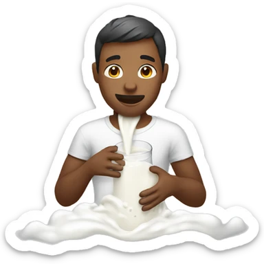 a man drenched in milk sticker