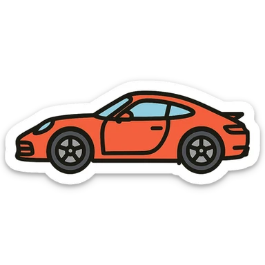 Porsche sports car, sleek, modern, luxury, side view, icon style, no text sticker
