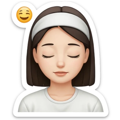 closed eyes relieved facial expression in a white clothing  sticker