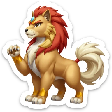 White Shiny Anthro Entei-feline-cat sticker