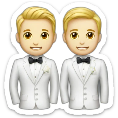 gay grooms white sticker