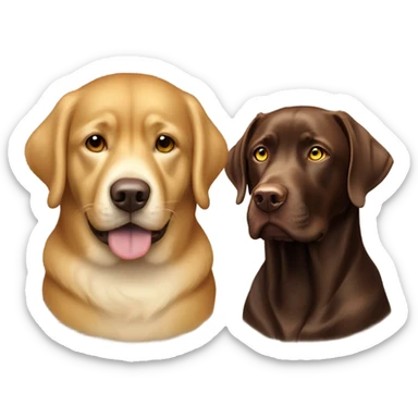 Donald trump with a chocolate lab dog with a white stripe on chest and yellow eyes sticker