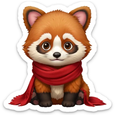 baby Red panda wearing a red scarf  sticker
