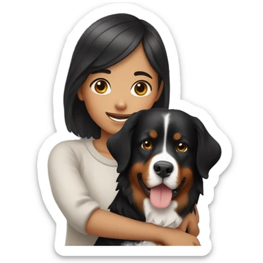 Asian girl with a Bernese Mountain Dog sticker