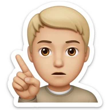 Emoji pointing behind itself with an unamused face sticker