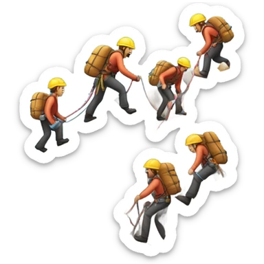 A Mountain with Multiple Climbers Helping Each Other Up sticker