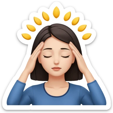 woman touching her own head with both hands while expanding mind sticker