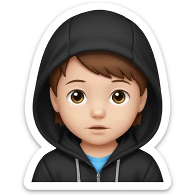 baby with brown hair and black hoodie sticker