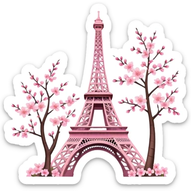 Eiffel Tower with cherry blossoms  sticker