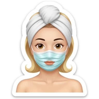 Lady with face mask black spa beauty full face relaxing sticker