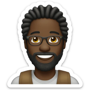 A dark skin african american man with clear glasses, and beard, and dreadlocks in two strand twists sticker