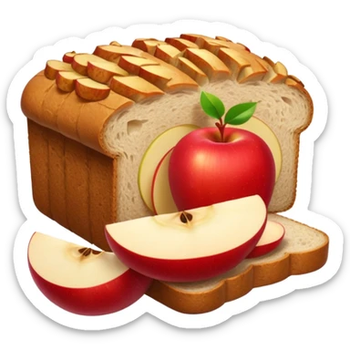 half sliced bread with apple slices inside sticker