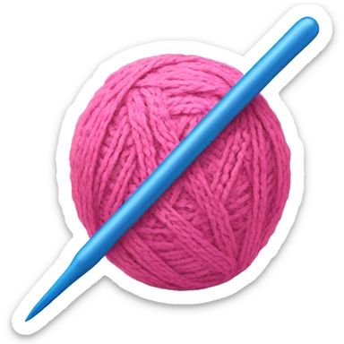 Pink yarn ball with blue crochet hook sticker