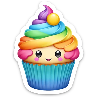 kawaii rainbow cupcake sticker