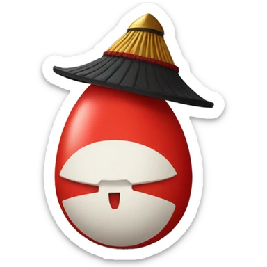 red egg with samurai hat sticker