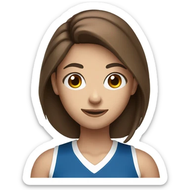 Teen girl with blue eyes and brown hair holding a volleyball  sticker