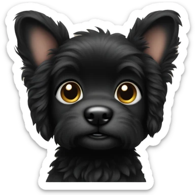 Fluffy black puppy with point ears sticker