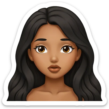 Tan girl with black long hair kisses  sticker