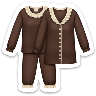  Dark brown pajamas with light cream ruffles  sticker
