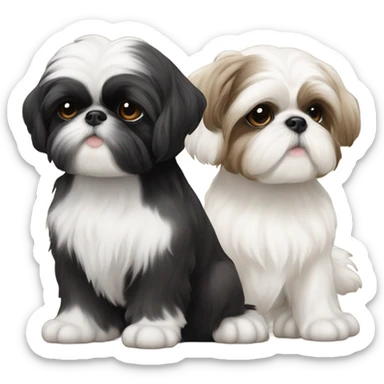 Shitz Tzu Beautiful two big faces black and white Puppies sticker